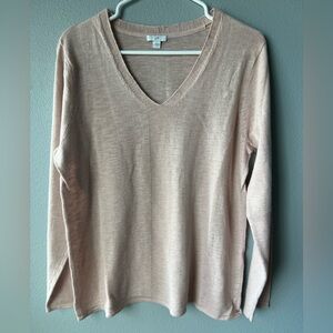 J. Jill light pink lightweight loose knit linen blend long sleeve sweater sz L